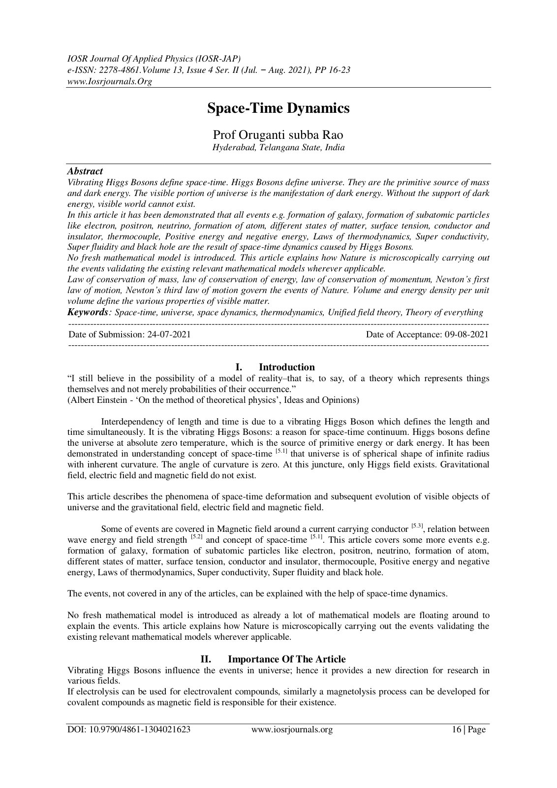 First page of Space Time Dynamics