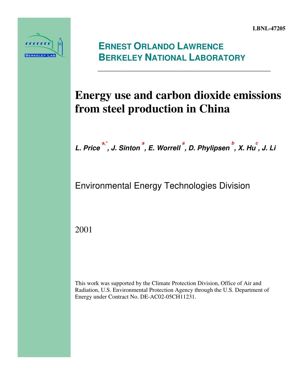 First page of Energy use and carbon dioxide emissions