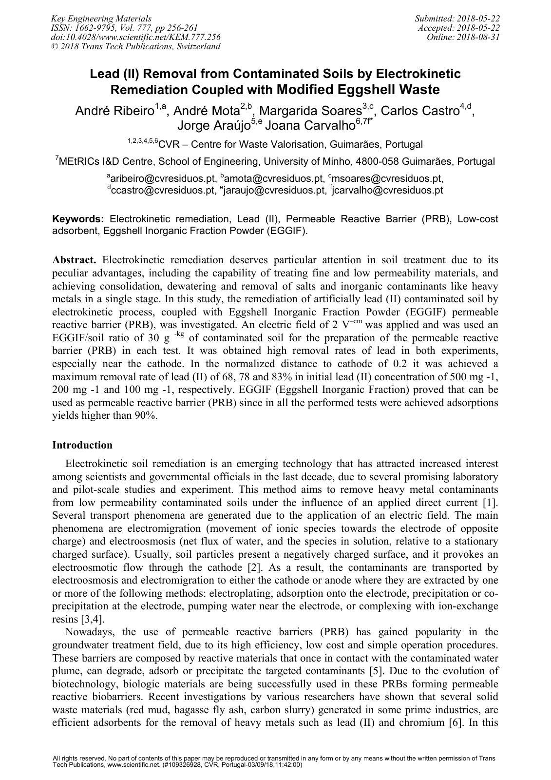 First page of Lead II Removal from Contaminated Soils