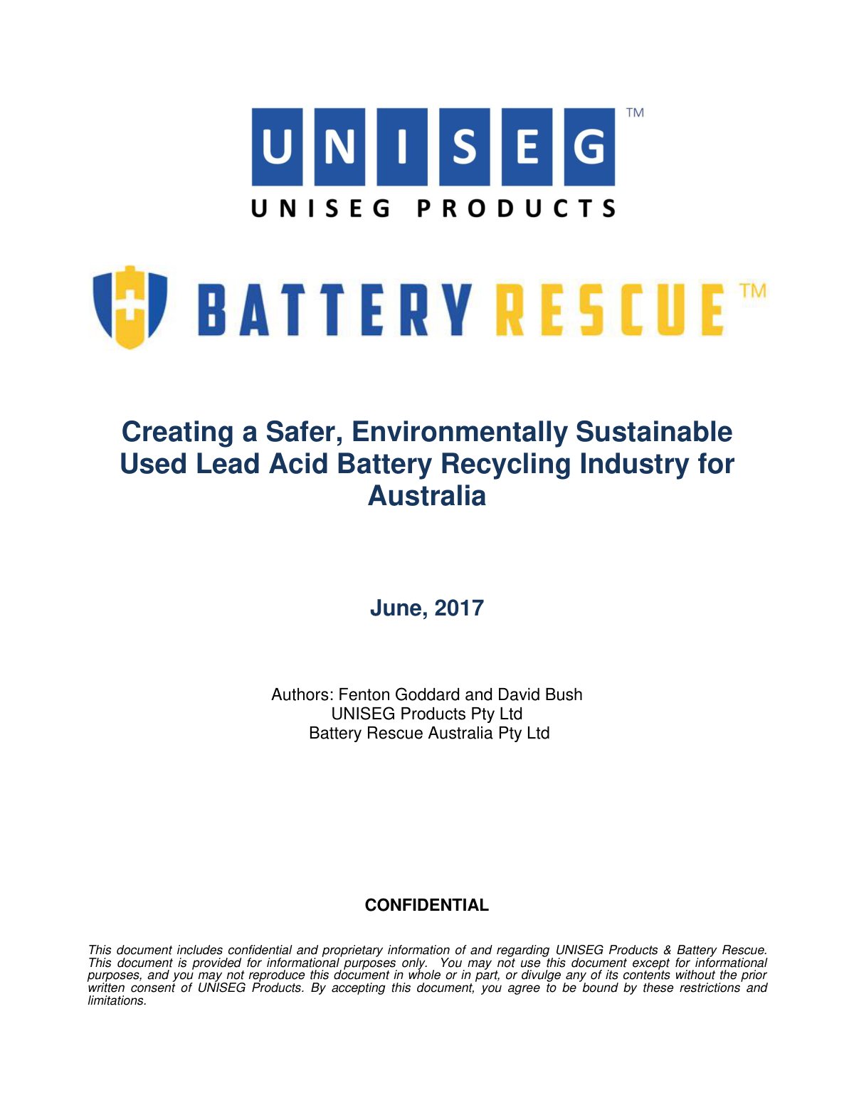 First page of Creating a Safer More Environmentally Sustainable Battery Recycling Industry for Australia V3