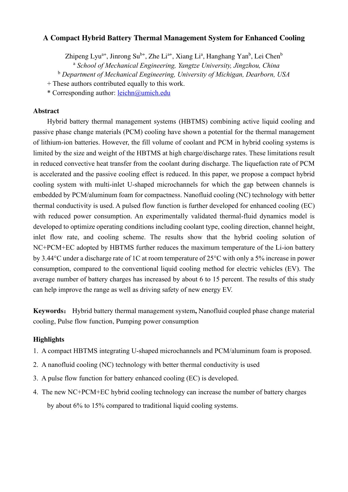 First page of A Compact Hybrid Battery Thermal Management System for Enhanced Cooling