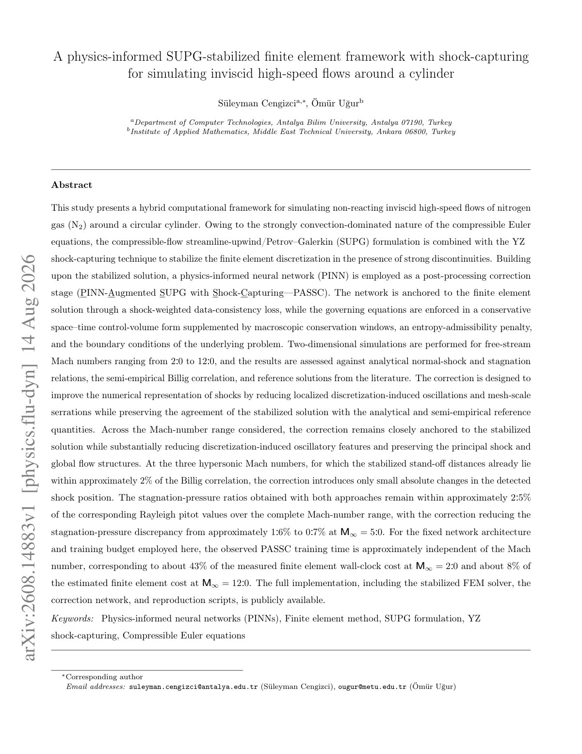 First page of 2026 Cengizci SUPG High Speed Flow