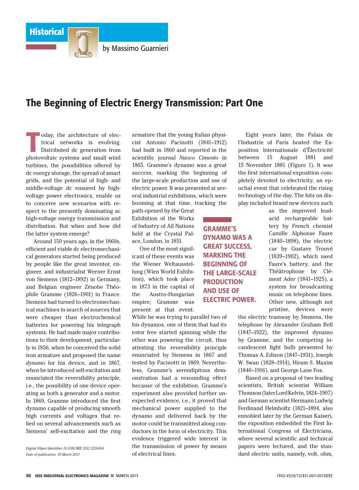 First page of The evolution of electrical networks