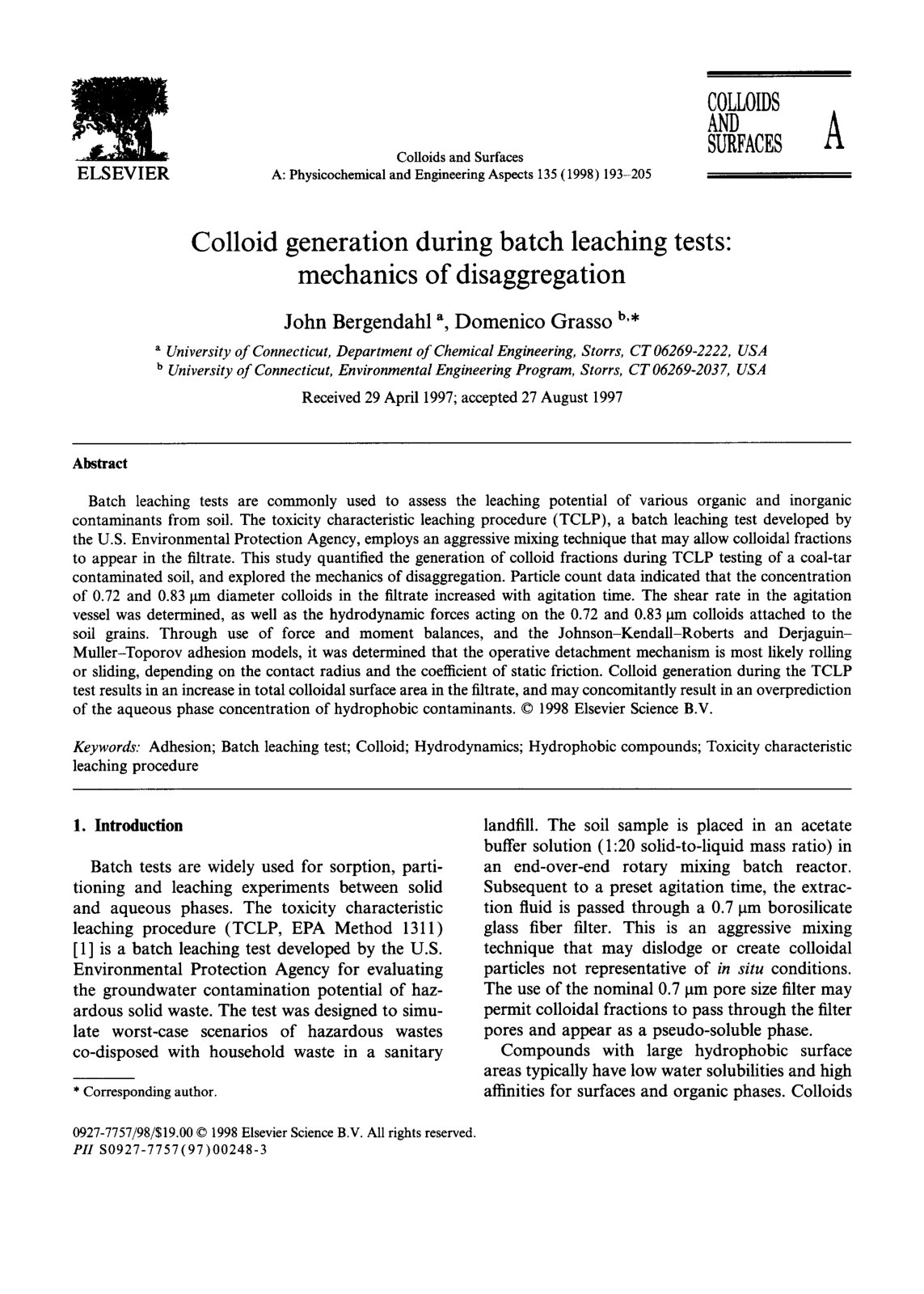 First page of Colloid generation during batch leaching