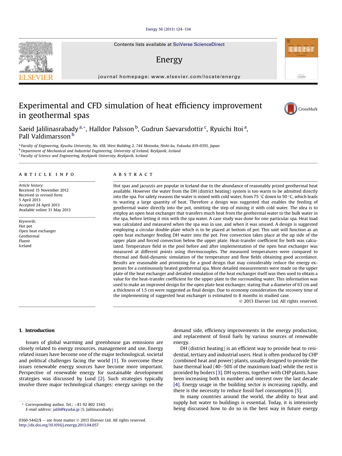 First page of Experimental and CFD simulation of heat