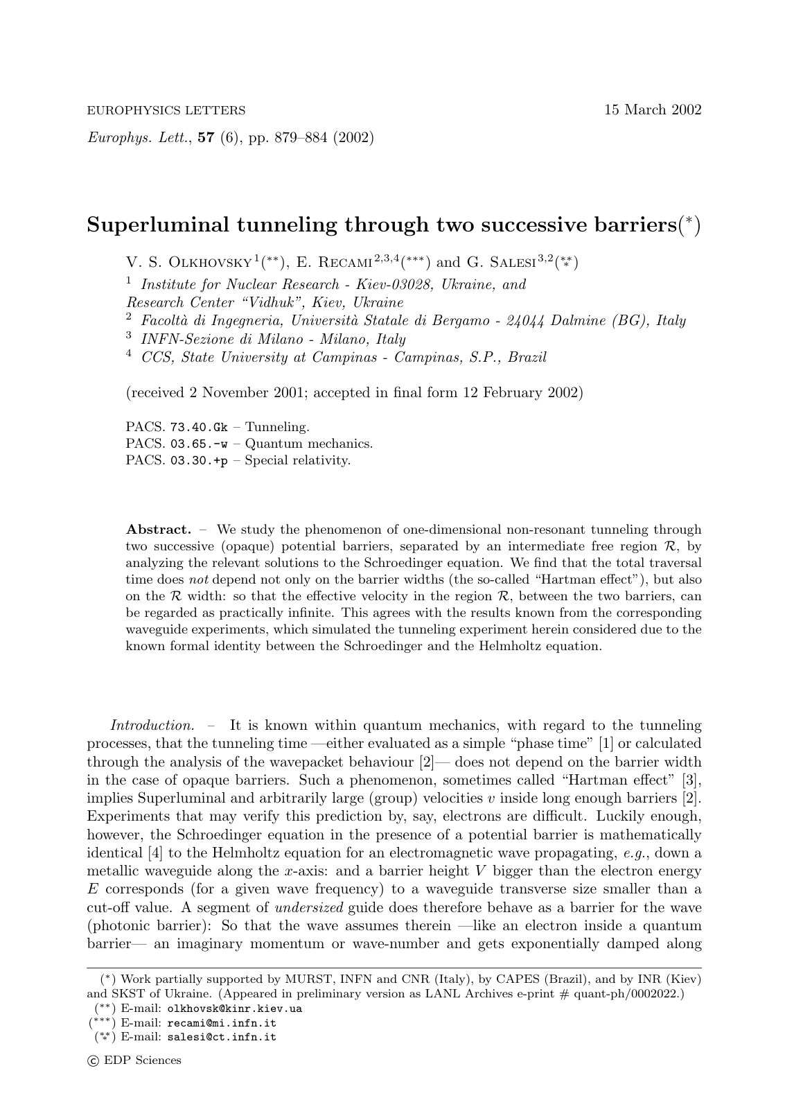 First page of Tunnelling through two successive barrie