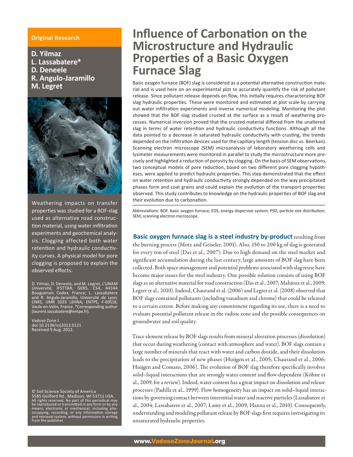 First page of Influence of Carbonation on the Microstructure and Hydraulic Properties of a Basic Oxygen Furnace Slag