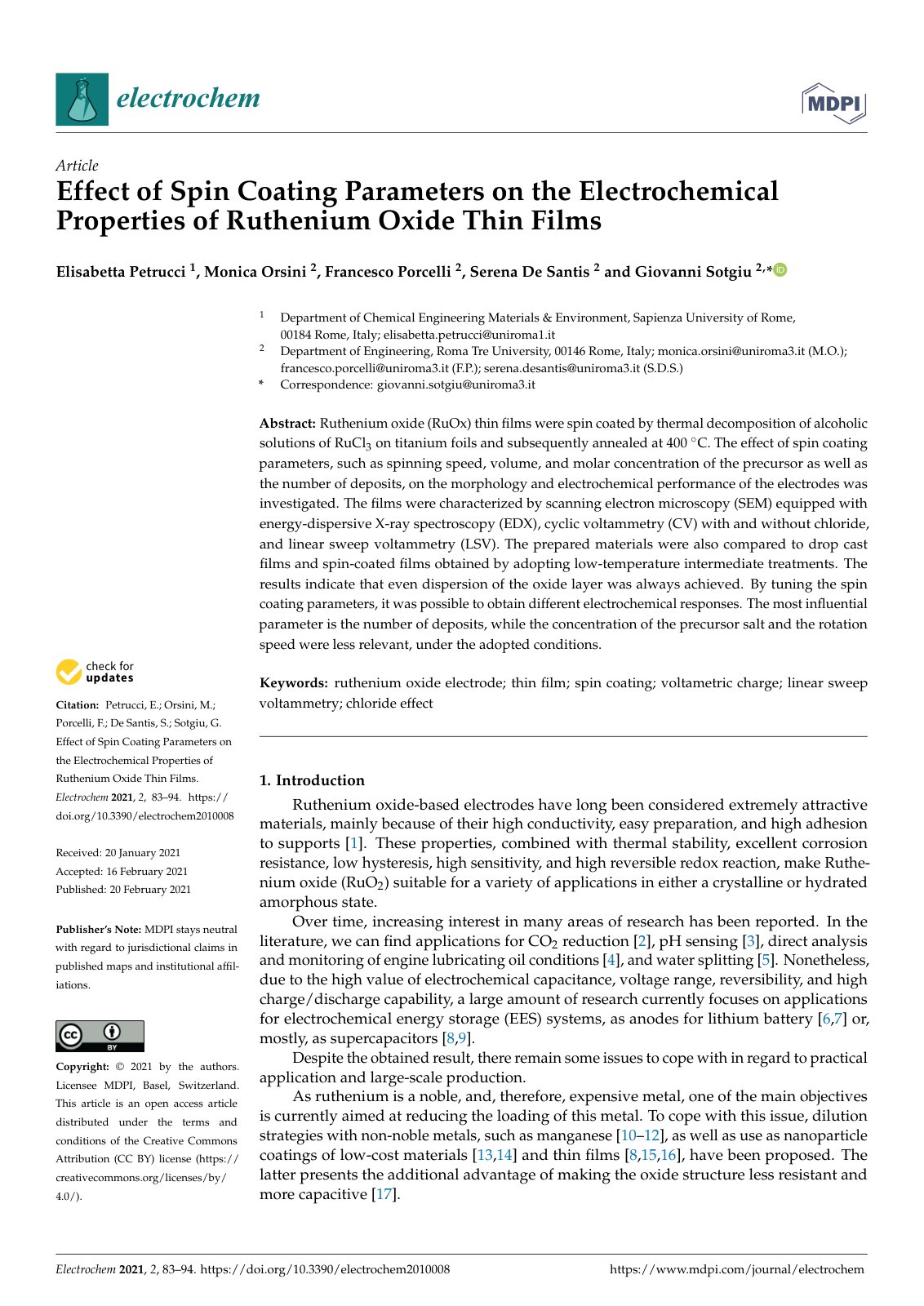 First page of Effect of Spin Coating Parameters on the