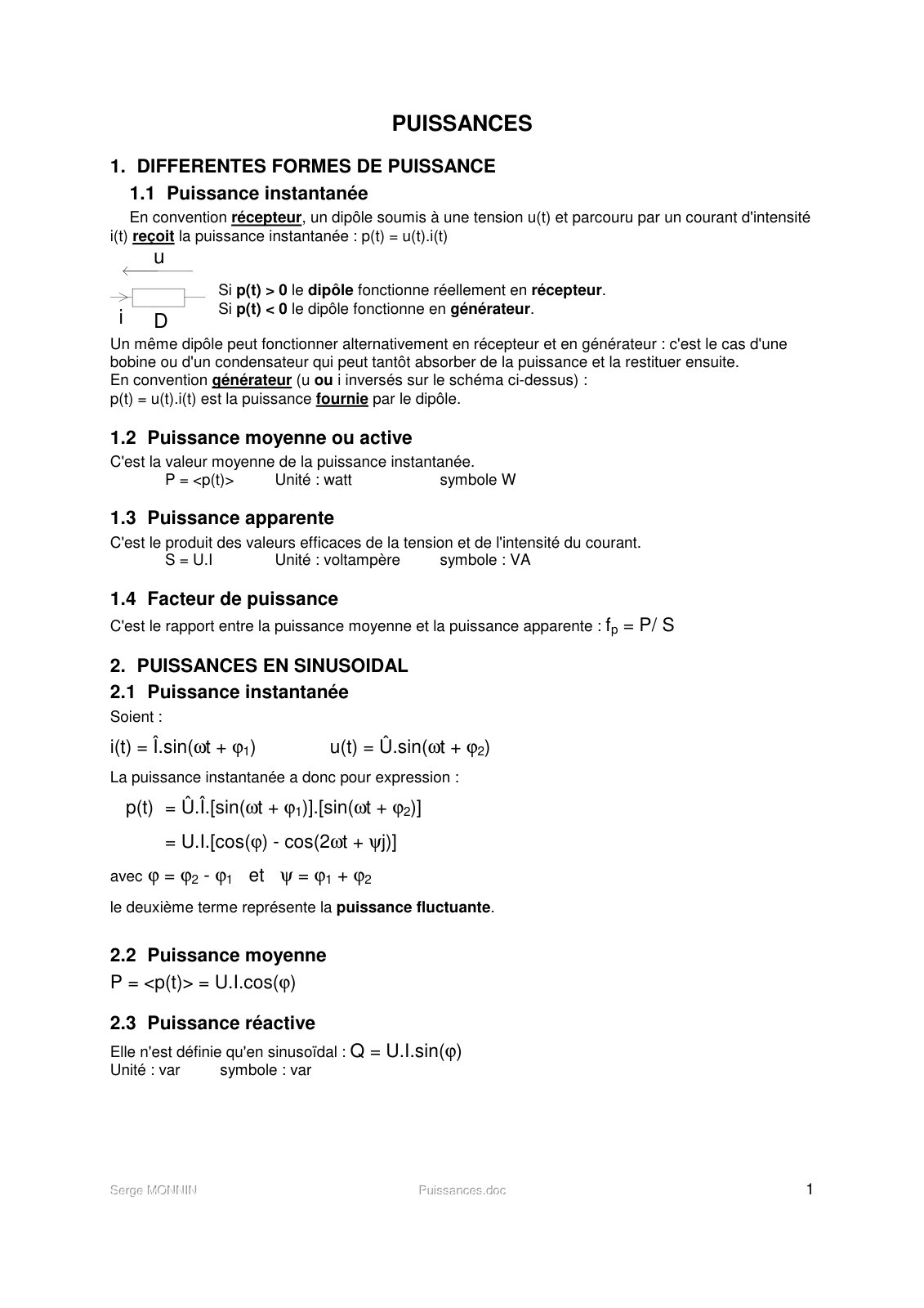 First page of puissances