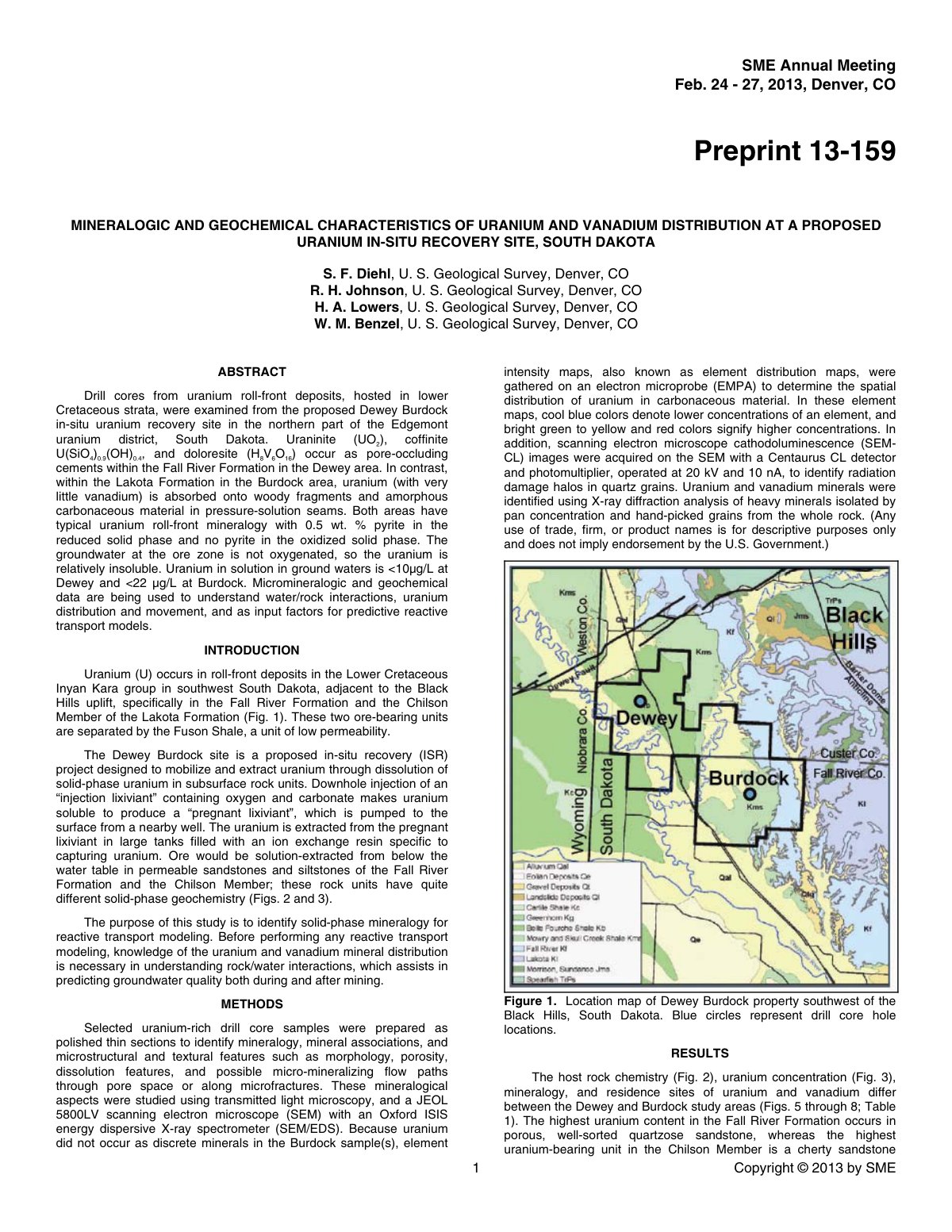 First page of Mineralogic And Geochemical Characteristics Of Uranium And Vanadium Distribution At A Proposed Uranium In Situ Recovery Site, South Dakota