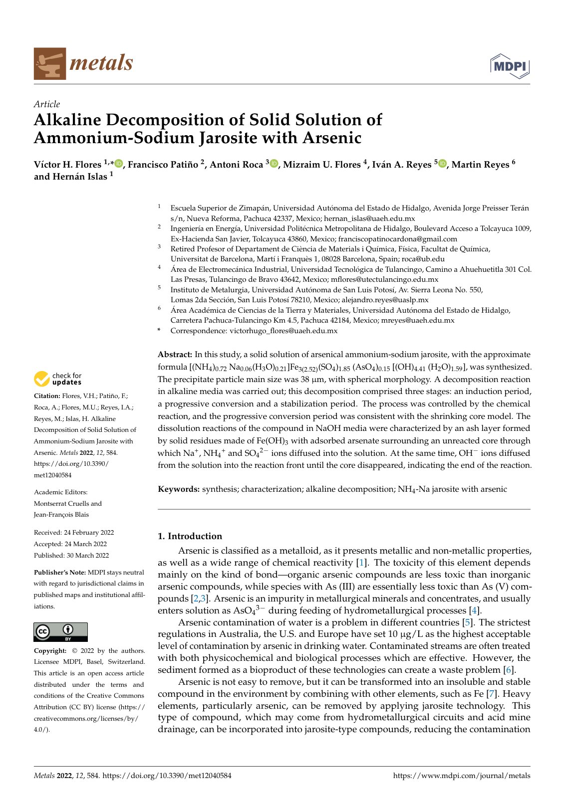 First page of Alkaline Decomposition of Solid Solution