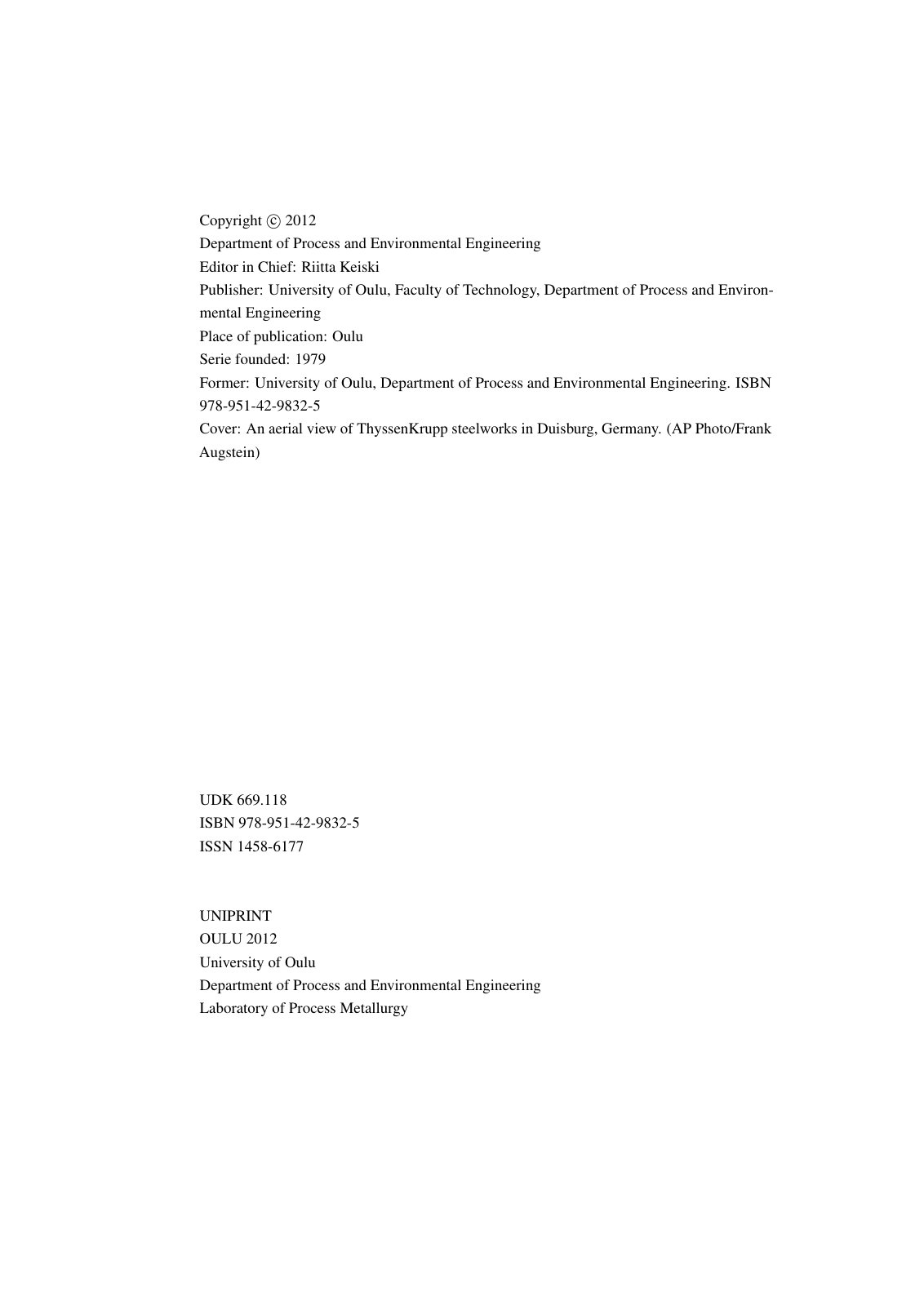 First page of Some environmental aspects of BF EAF and