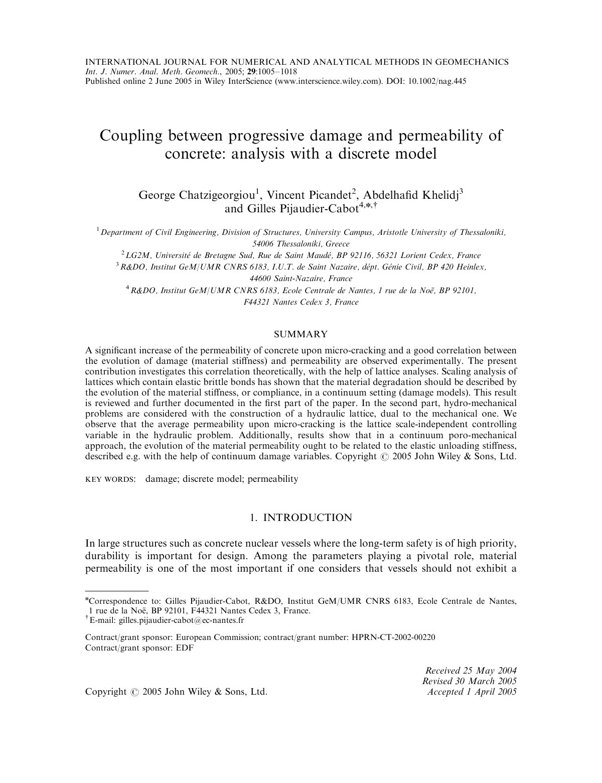 First page of Coupling between progressive damage and