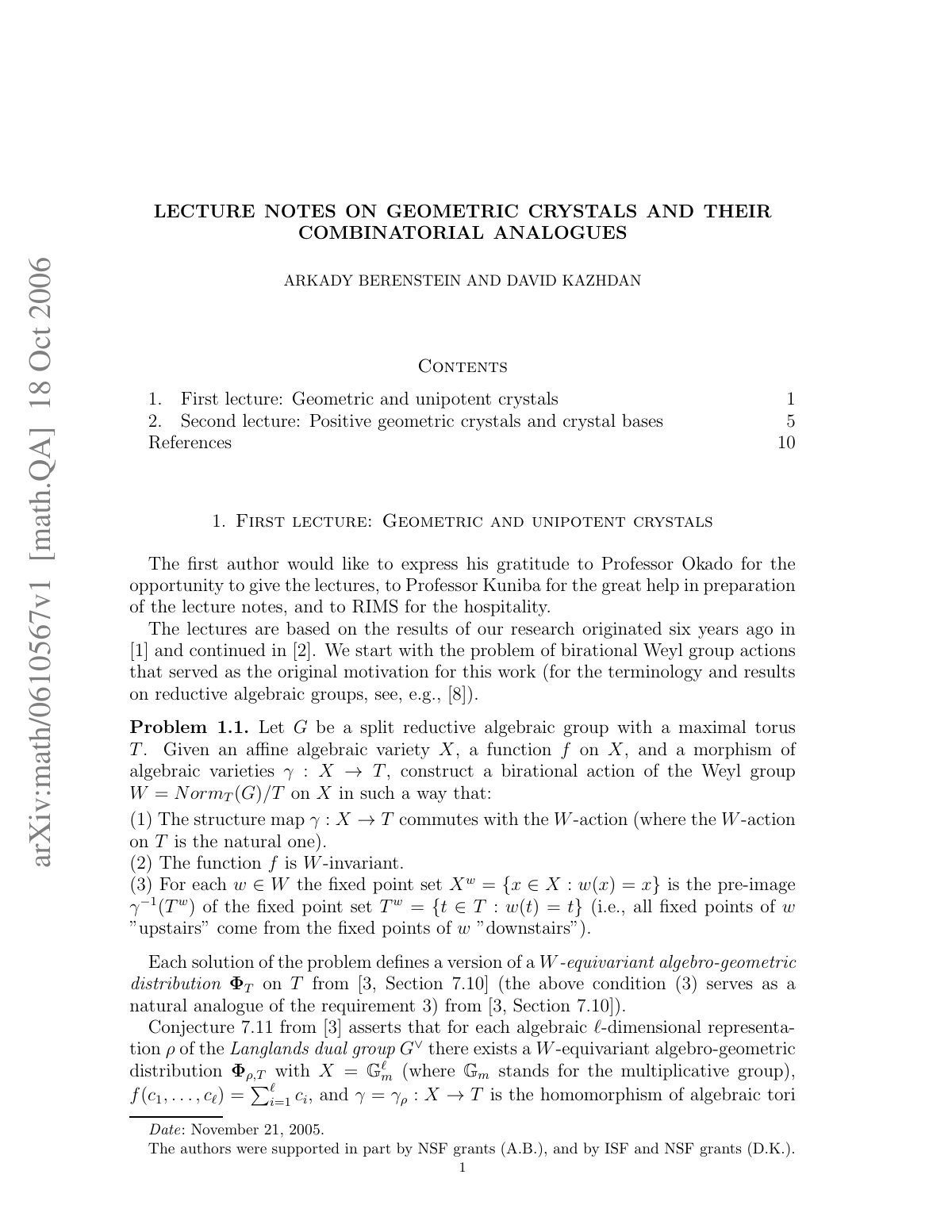First page of Part 1 Lecture Notes on Geometric Crysta