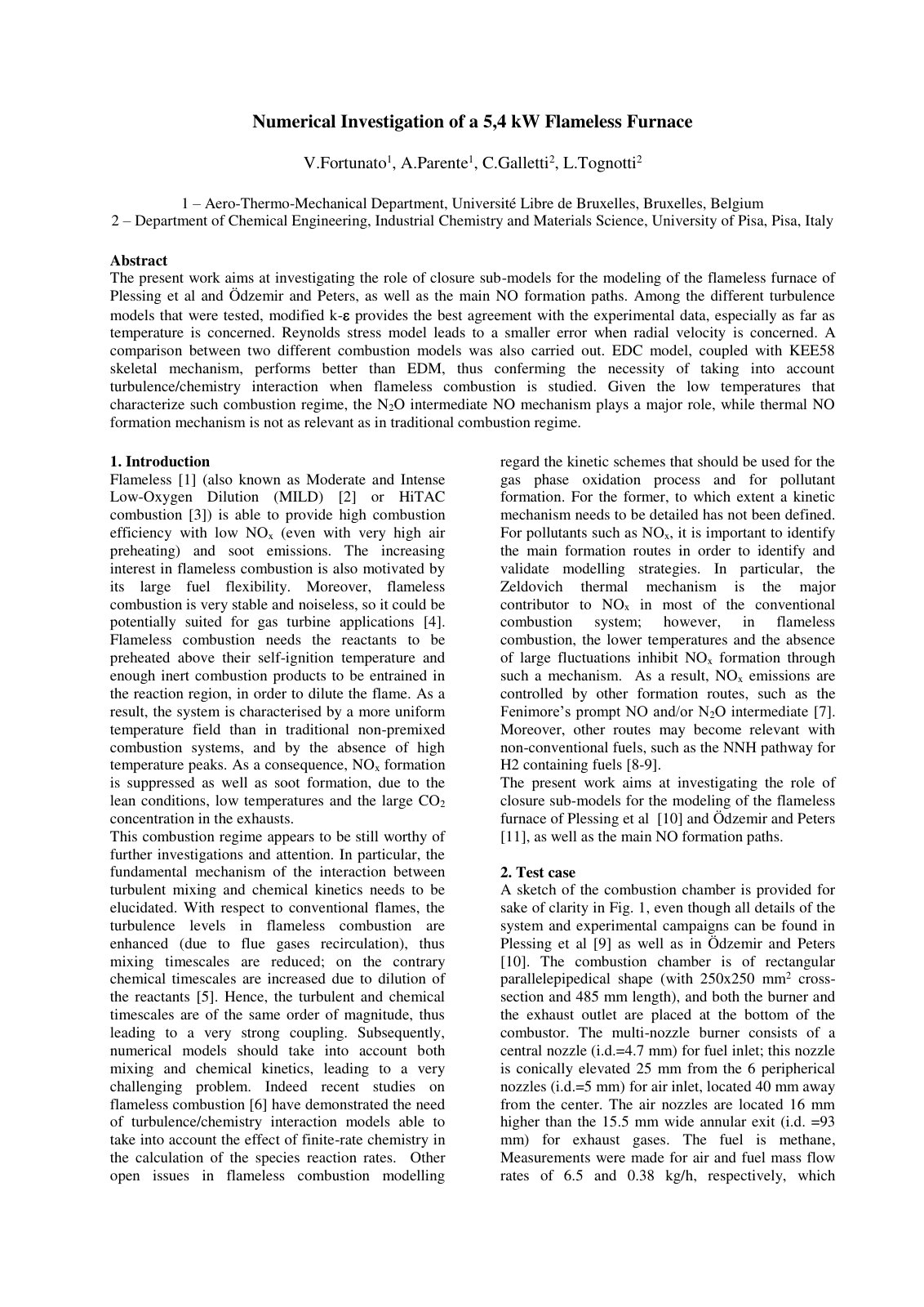 First page of Numerical investigation of a 5 4 kW flam