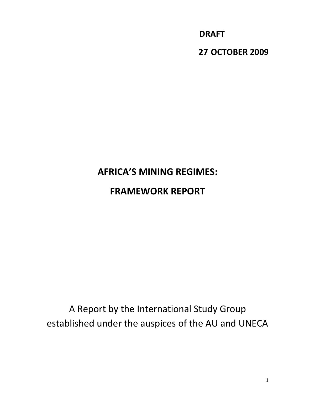 First page of AFRICAS MINING REGIMES reports