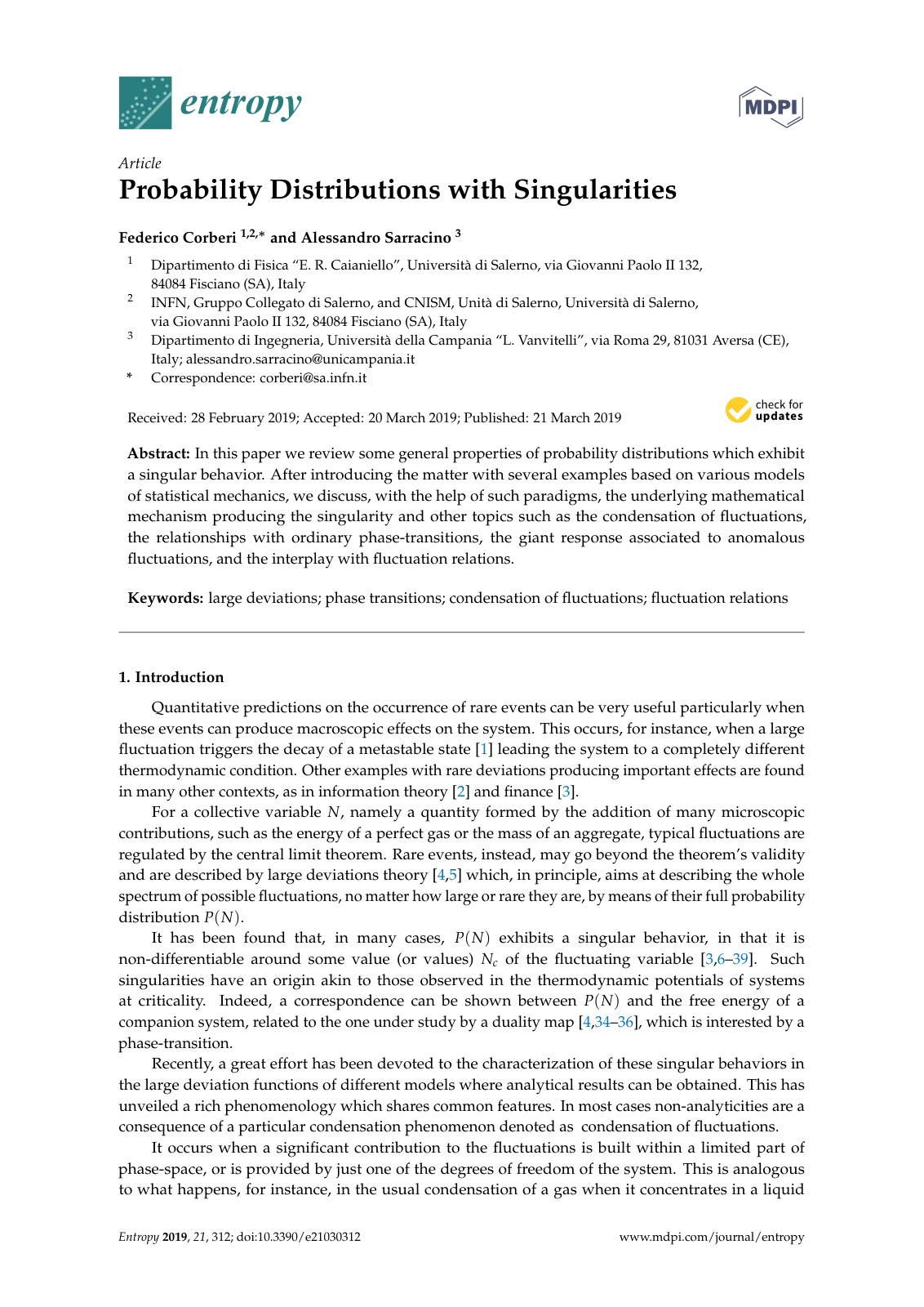 First page of Probability Distributions with Singularities