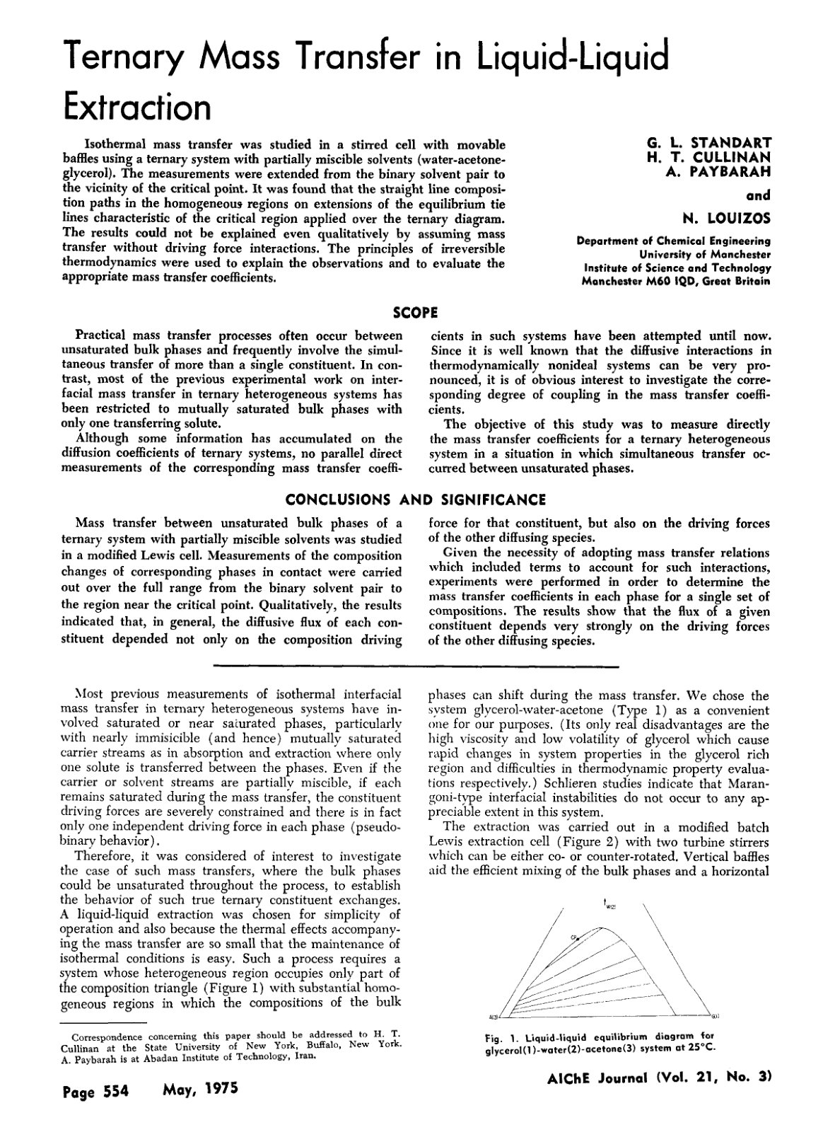 First page of Ternary mass transfer in liquid liquid e