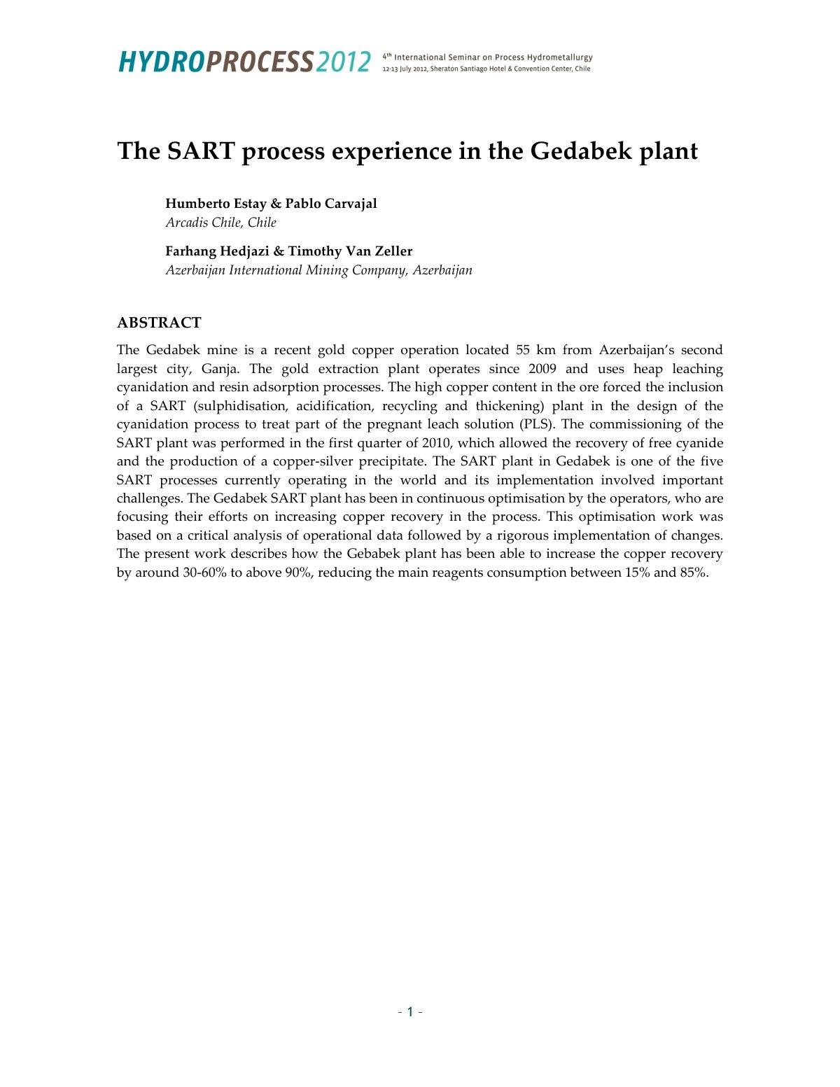 First page of The SART Process Experience in the Gedab