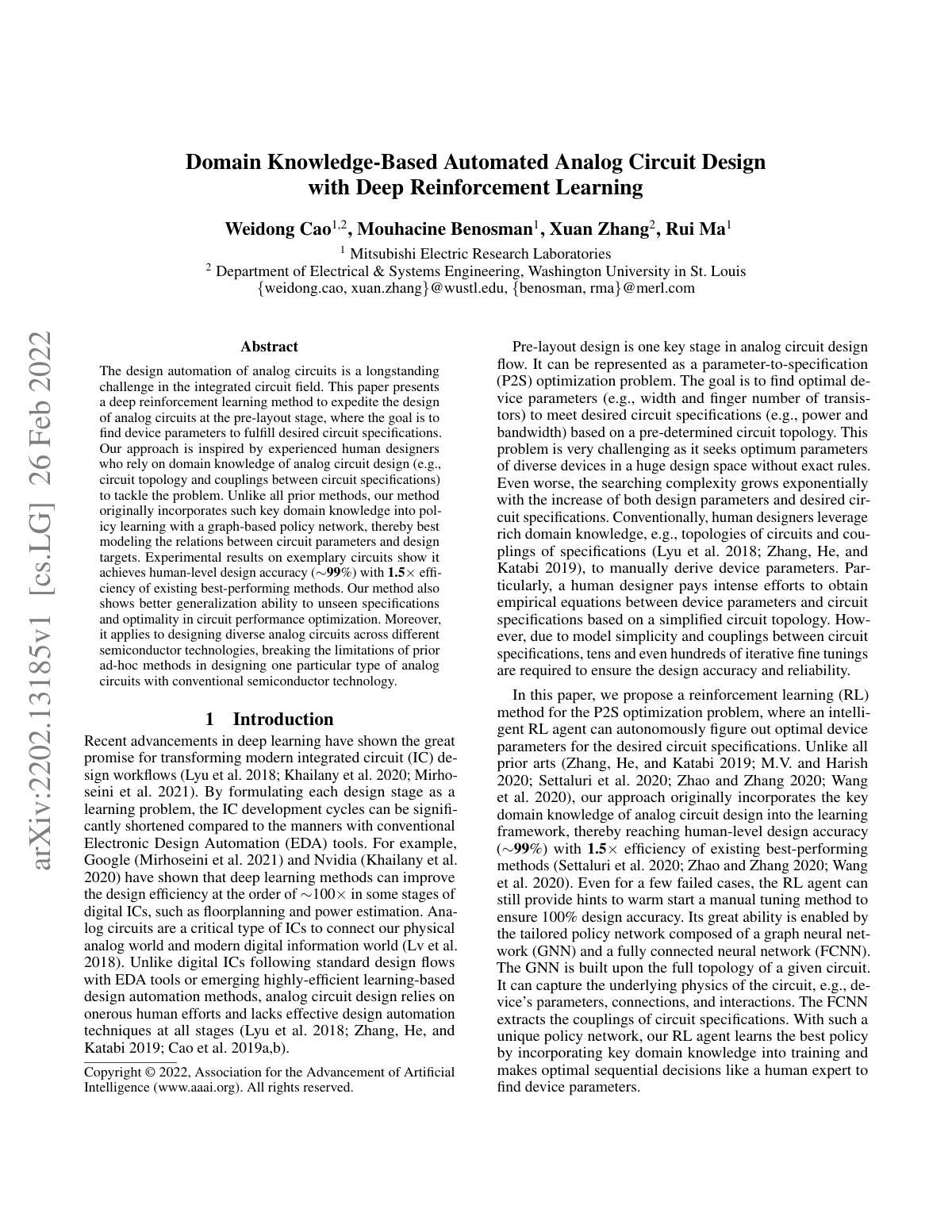 First page of Domain Knowledge-Based Automated Analog Circuit Design with Deep Reinforcement Learning