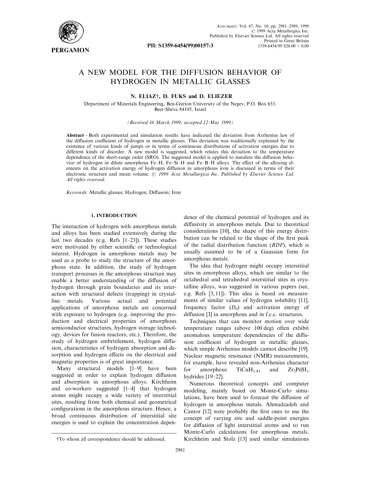 First page of A new model for the diffusion behavior o