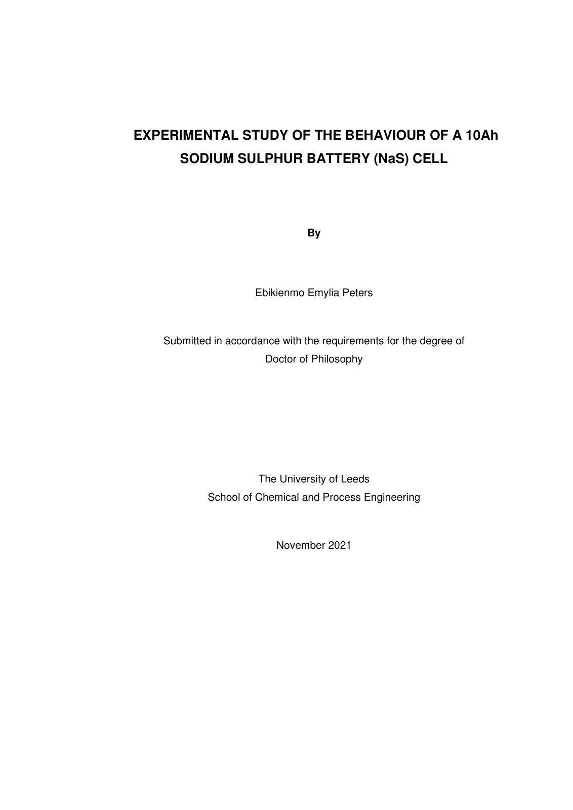 First page of 2021   Peters   Sodium Sulphur Cell Behaviour