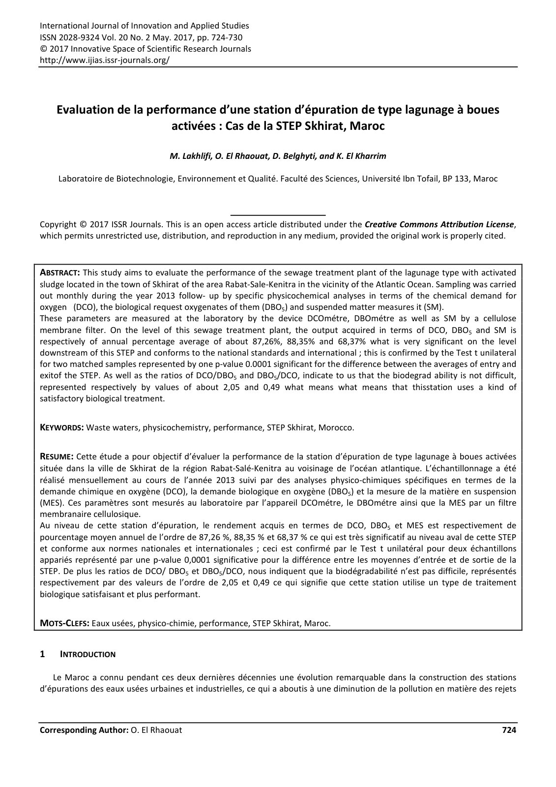First page of Evaluation de la performance d une stati