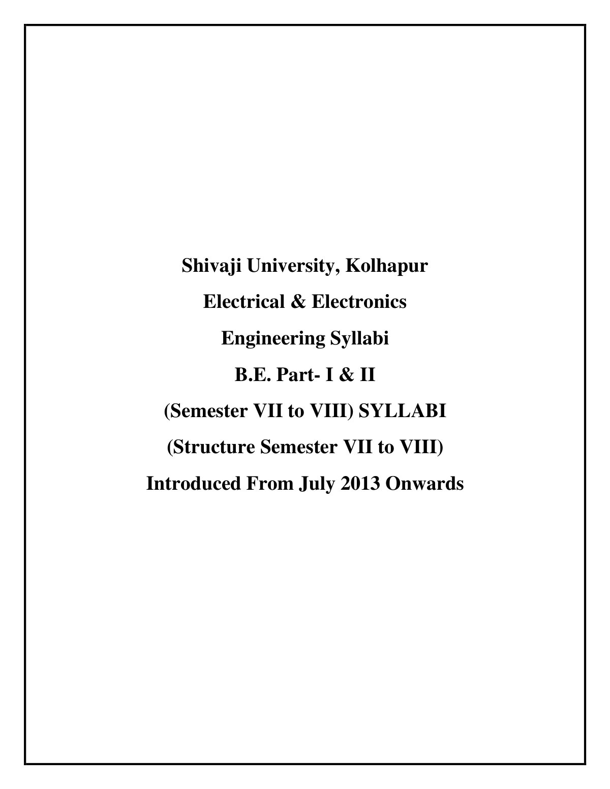 First page of Engineering Syllabi B E Part I and II Se