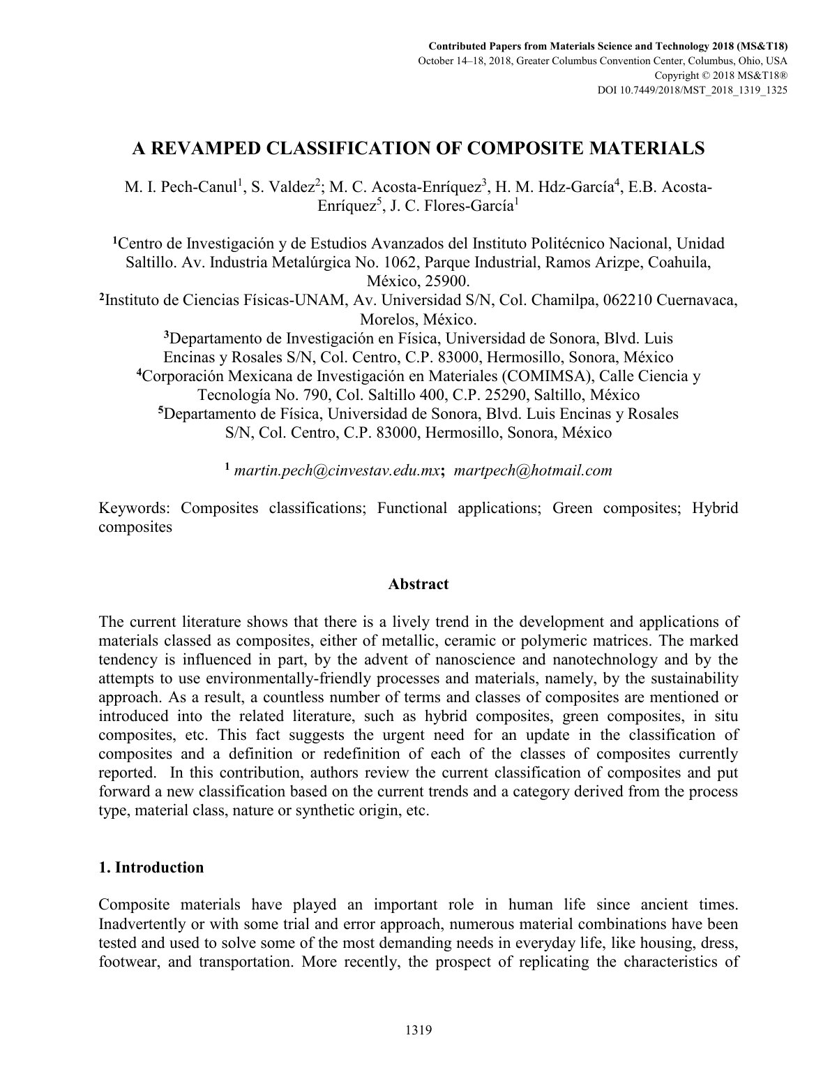 First page of A REVAMPED CLASSIFICATION OF COMPOSITE MATERIALS