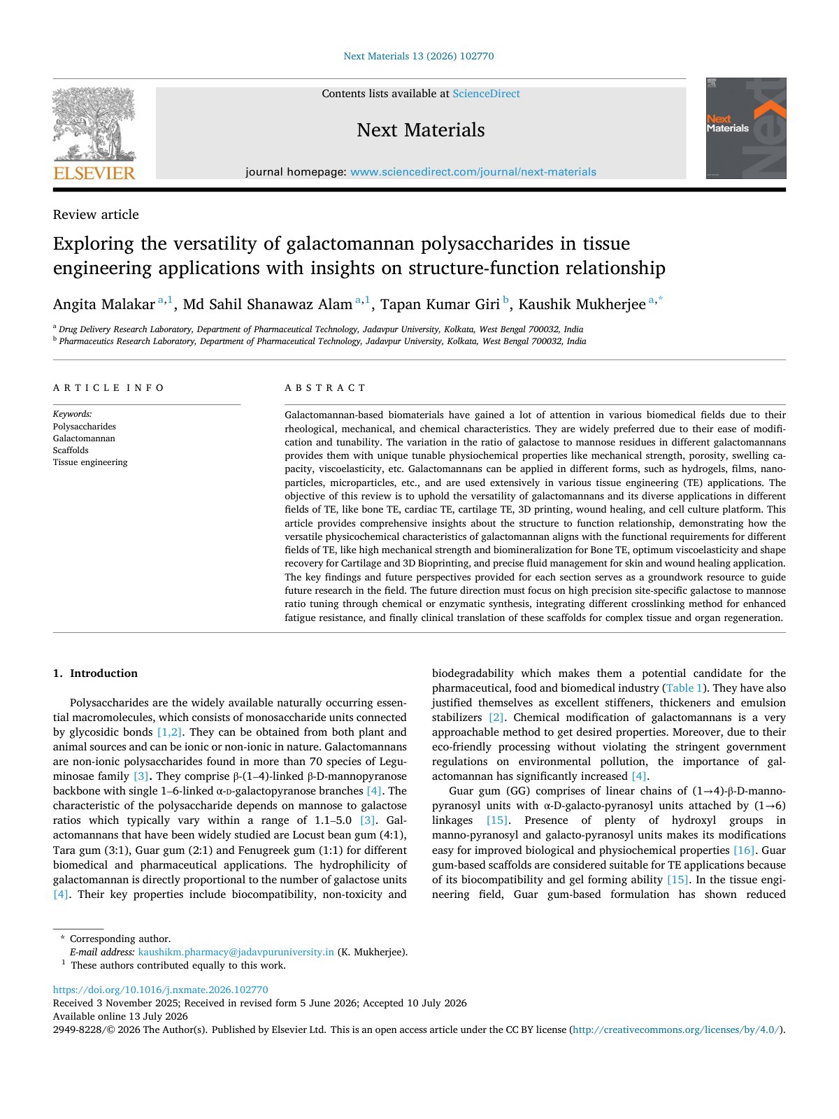 First page of Exploring the versatility of galactomannan polysaccharides in ti 2026 Next M