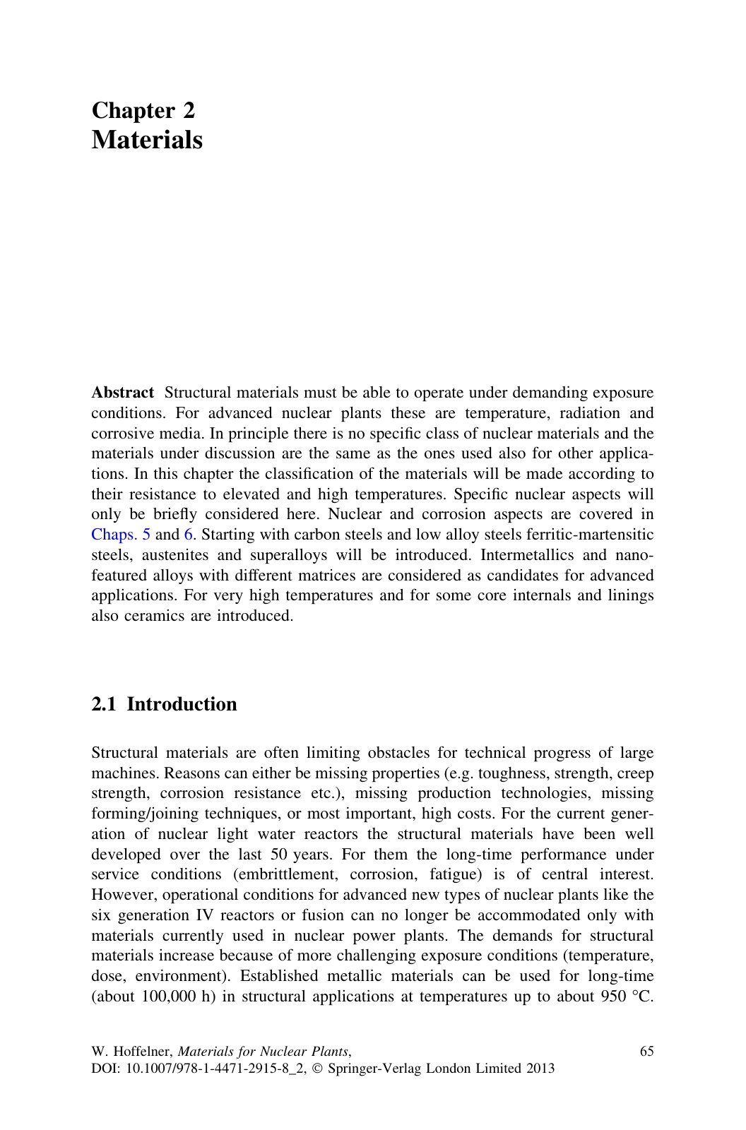 First page of Materials for Nuclear Plants