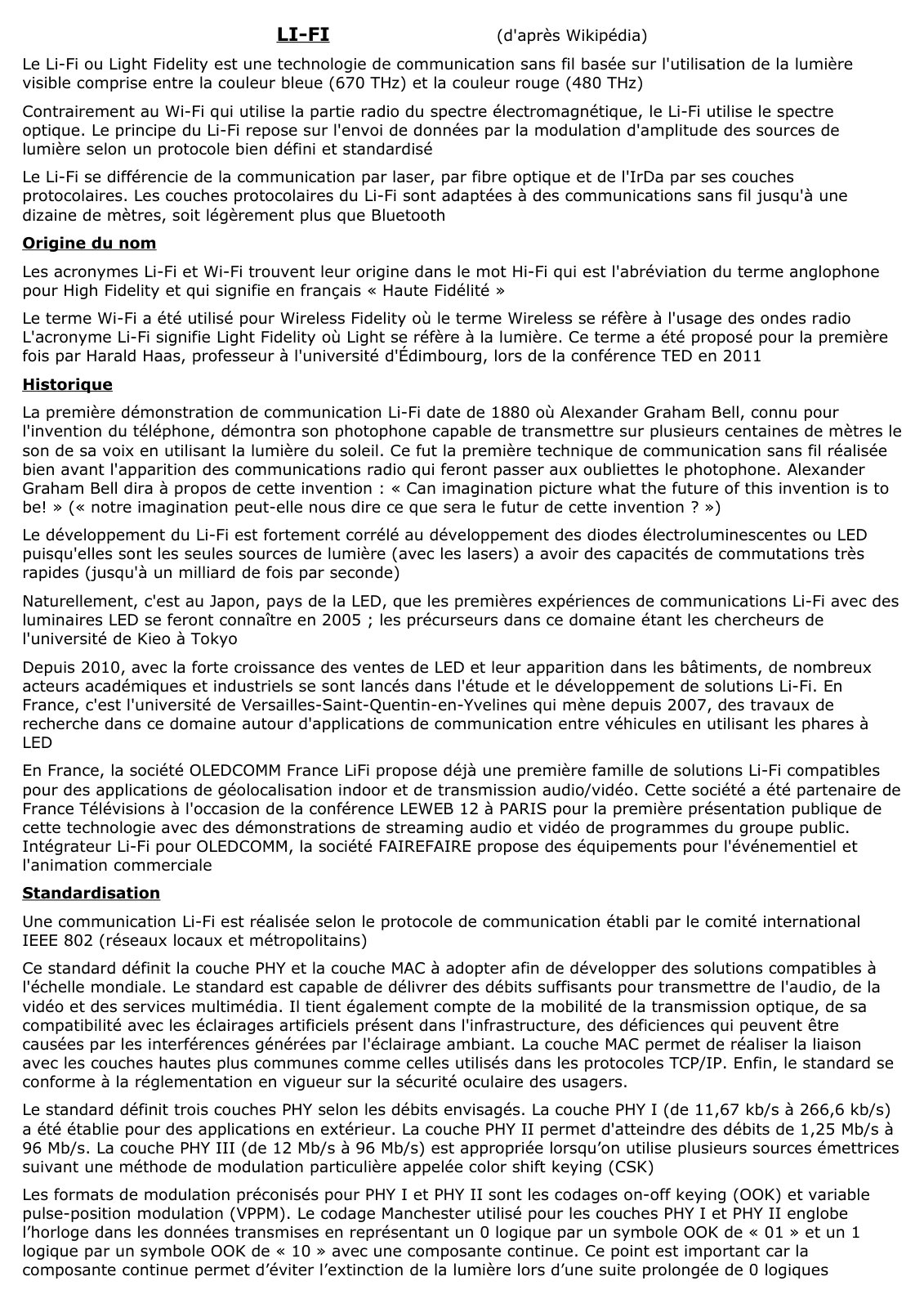 First page of LI-FI (d'après Wikipédia)