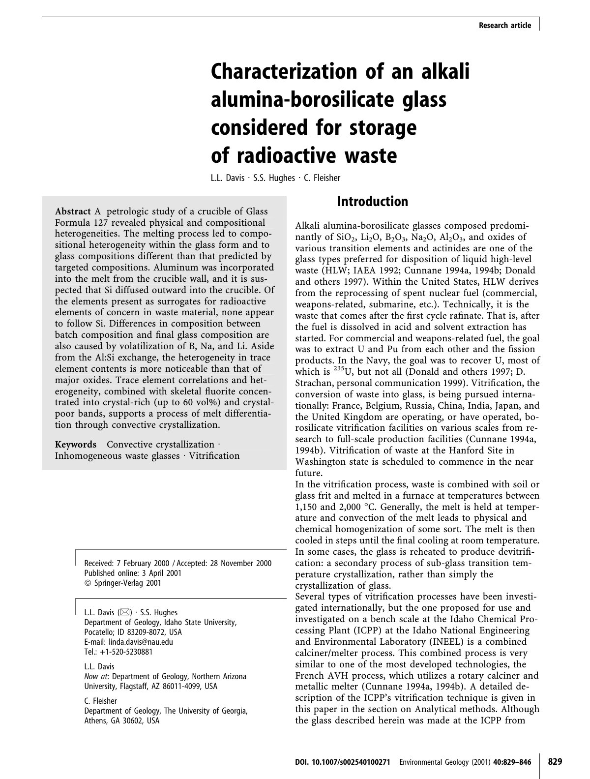 First page of Characterization of an alkali alumina bo