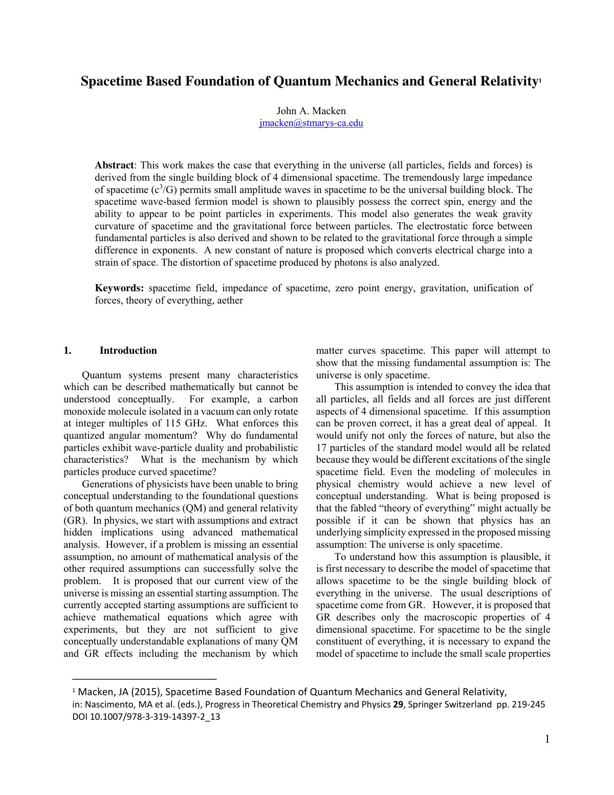 First page of Spacetime Based Foundation of Quantum Me