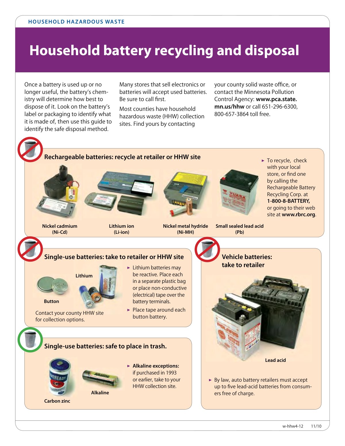 First page of battery handout mpca