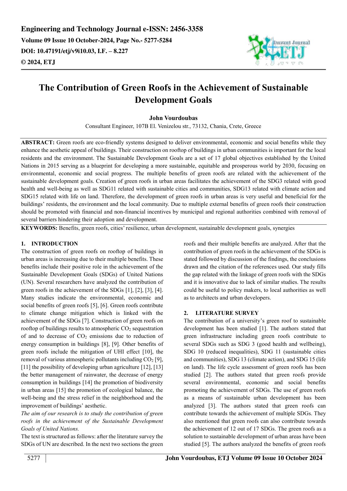First page of The Contribution of Green Roofs in the Achievement of Sustainable 