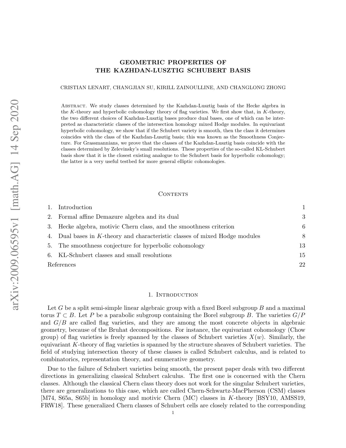 First page of Geometric properties of the Kazhdan Lusz