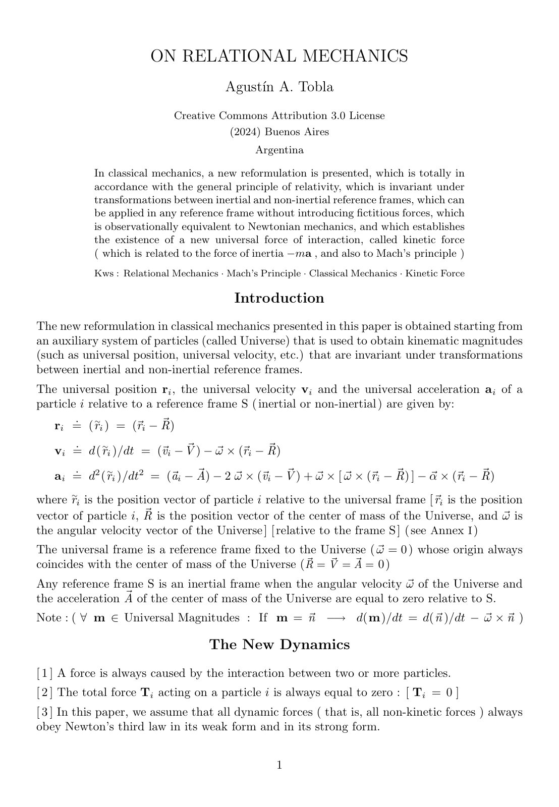 First page of On Relational Mechanics