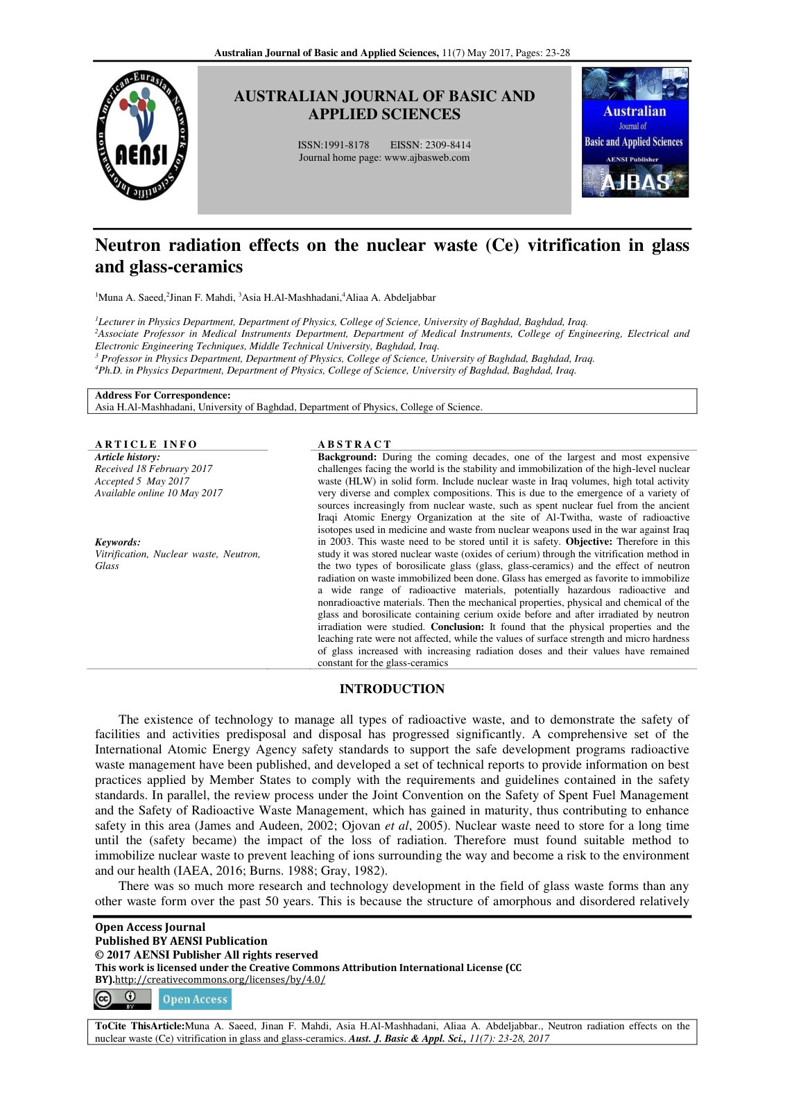 First page of Neutron radiation effects on the nuclear