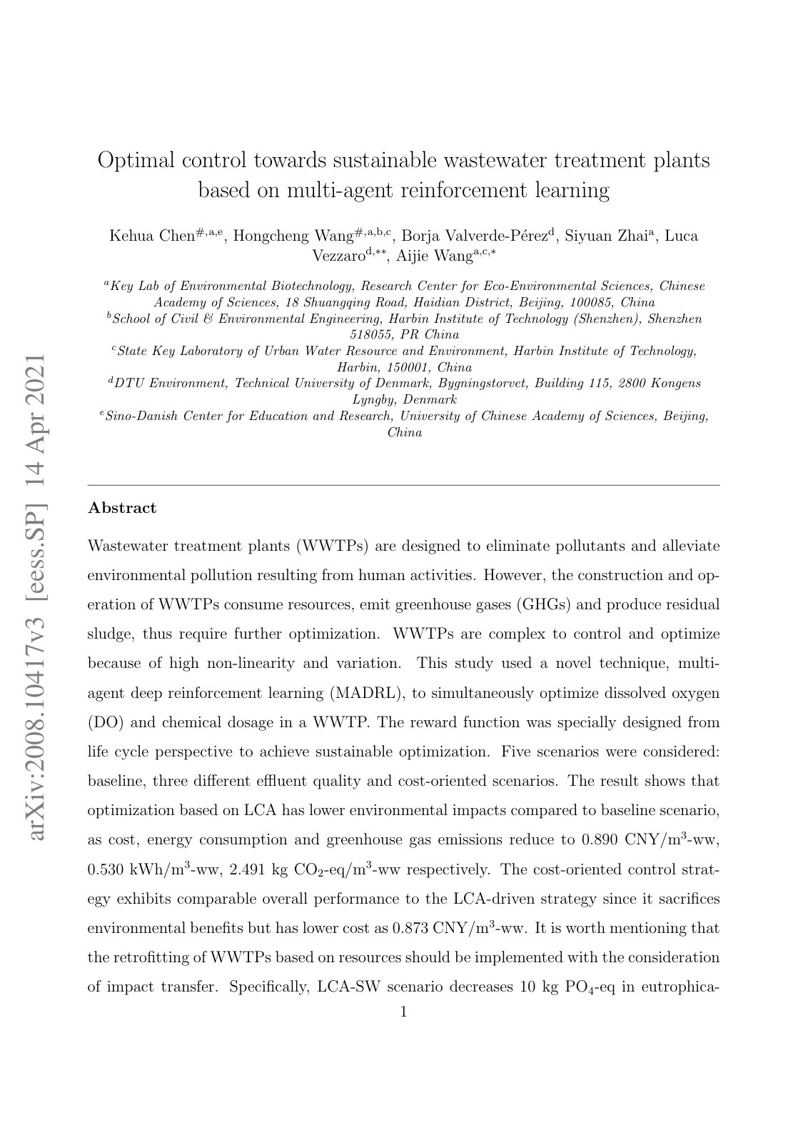 First page of Optimal control towards sustainable wast