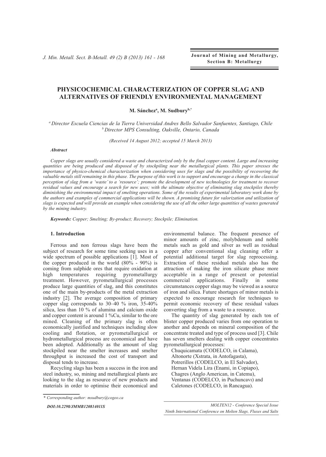 First page of PHYSICOCHEMICAL CHARACTERIZATION OF COPP