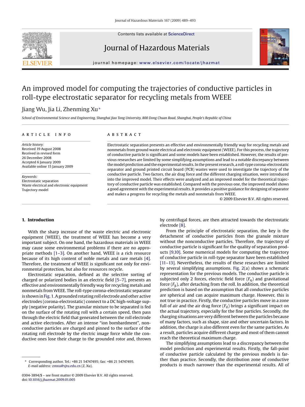 First page of An improved model for computing the trajectories of conduc 2009 Journal of H