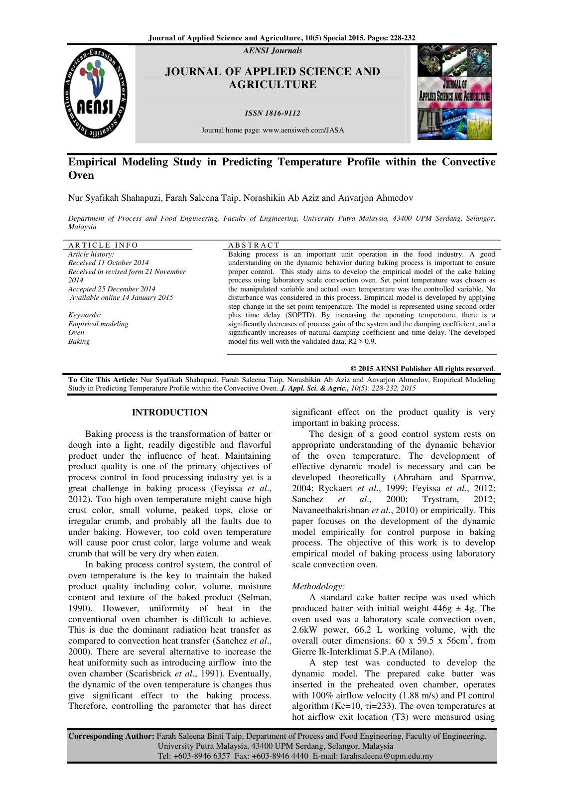 First page of Empirical Modeling Study in Predicting T