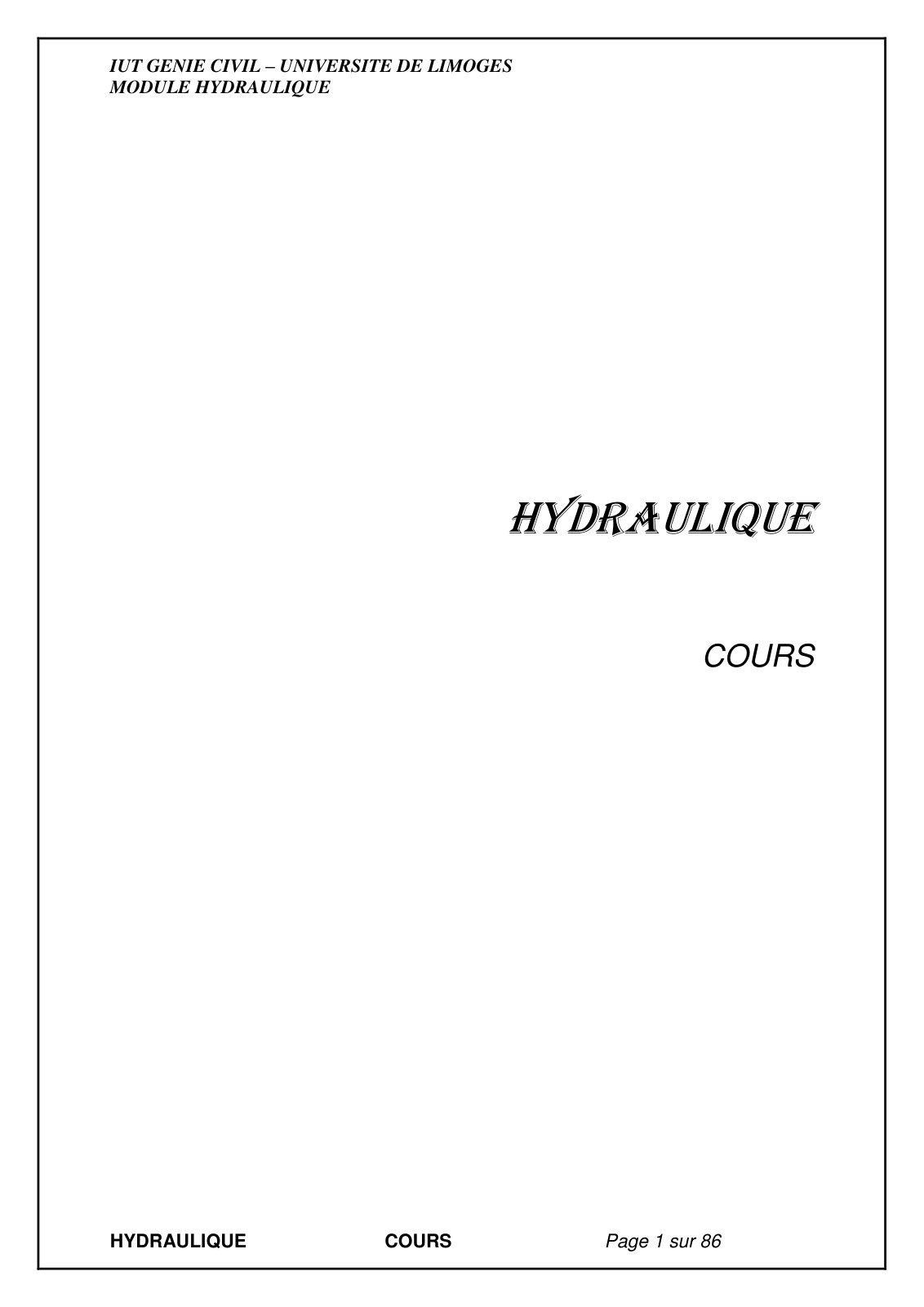 First page of MODULE HYDRAULIQUE