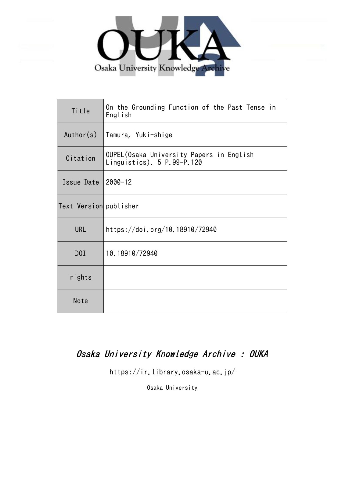 First page of On the Grounding Function of the Past Te