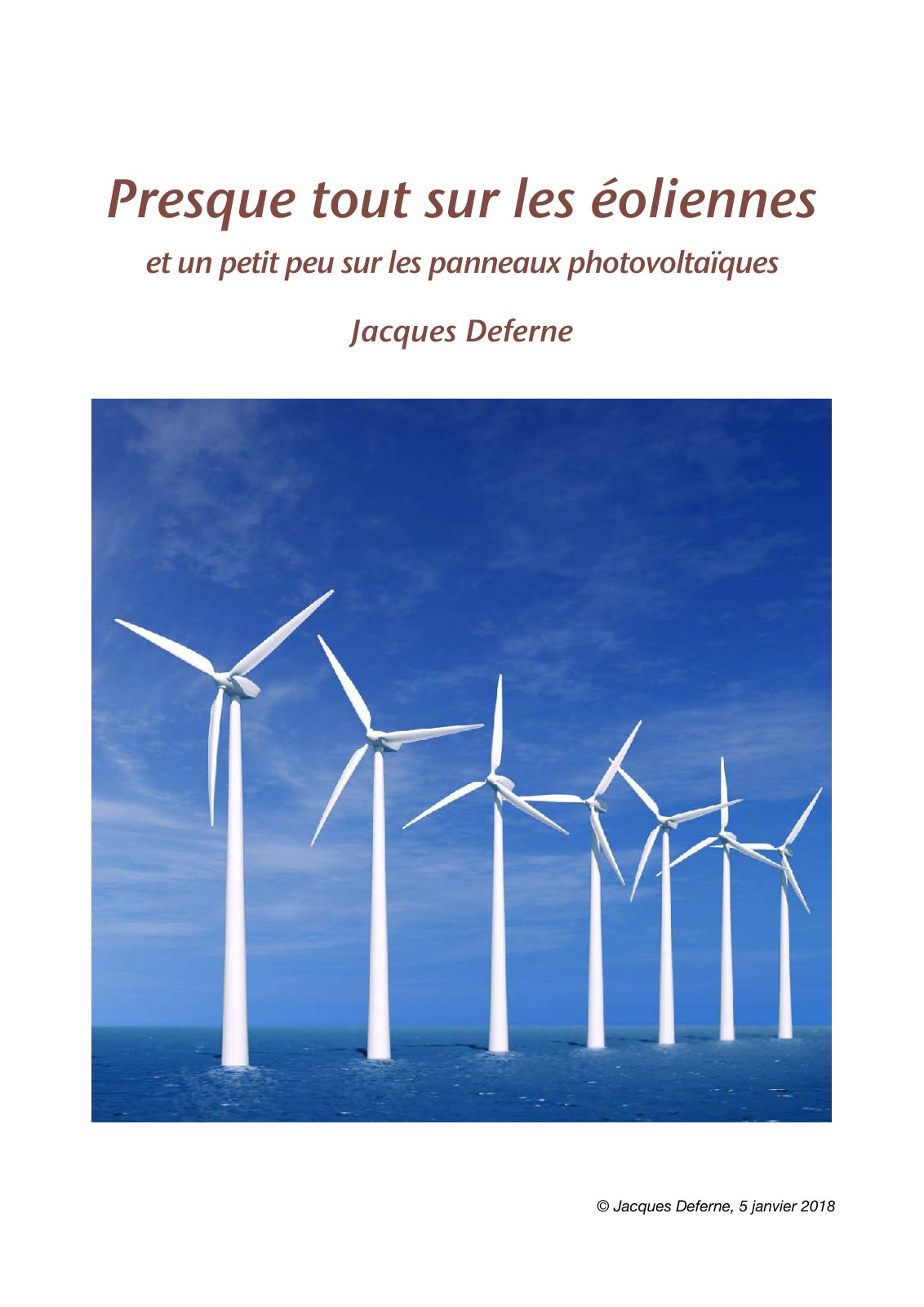 First page of Presque tout sur les éoliennes et un petit peu sur les panneaux photovoltaïques