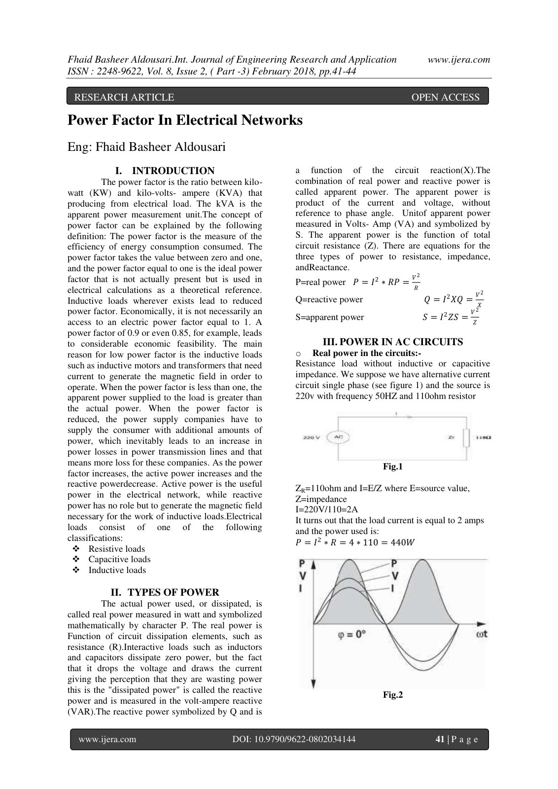 First page of Power Factor In Electrical Networks
