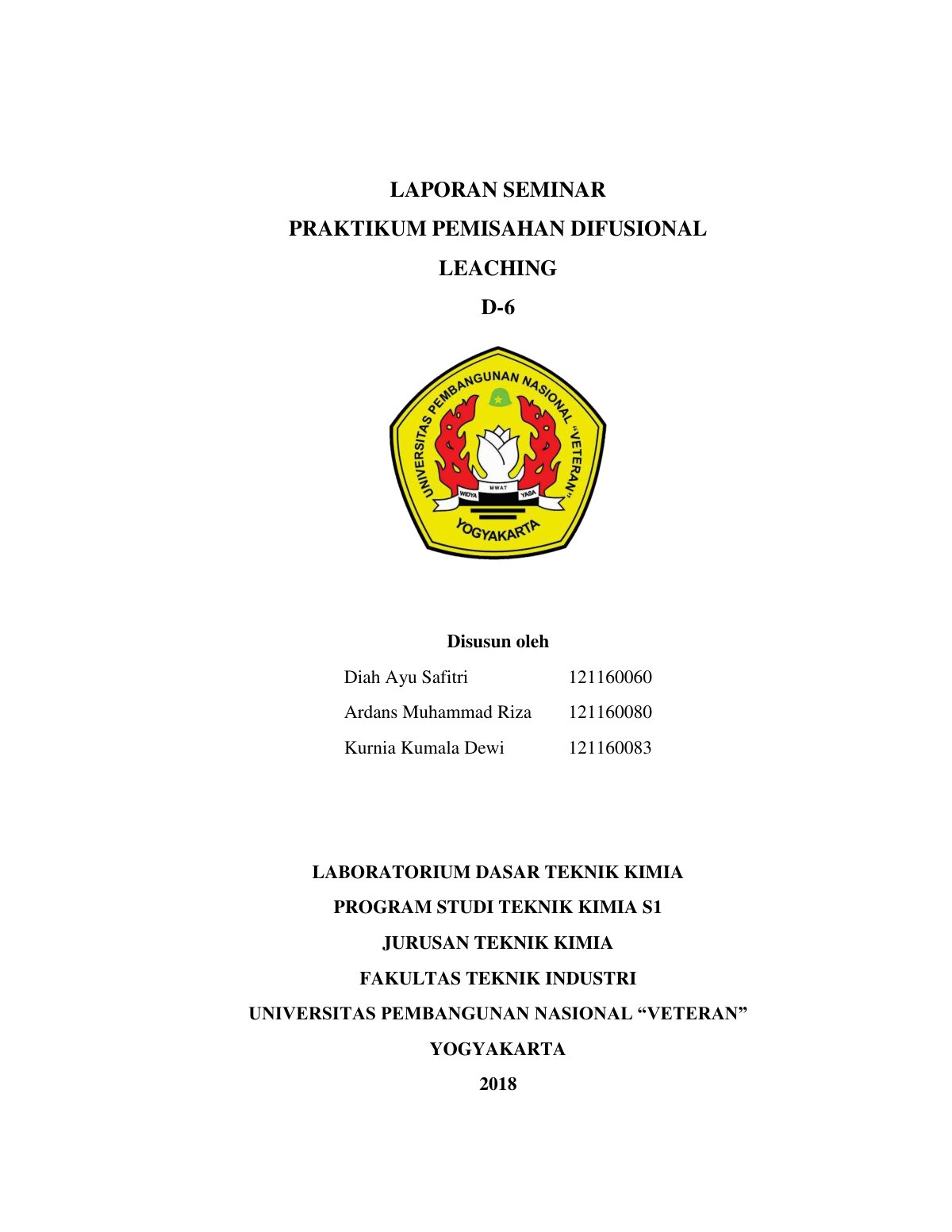First page of Laporan Seminar Leaching