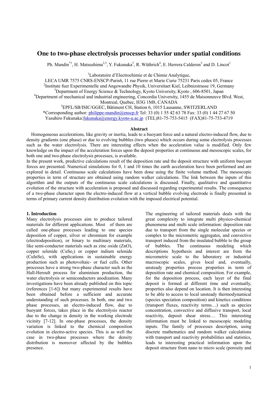 First page of One to two phase electrolysis processes