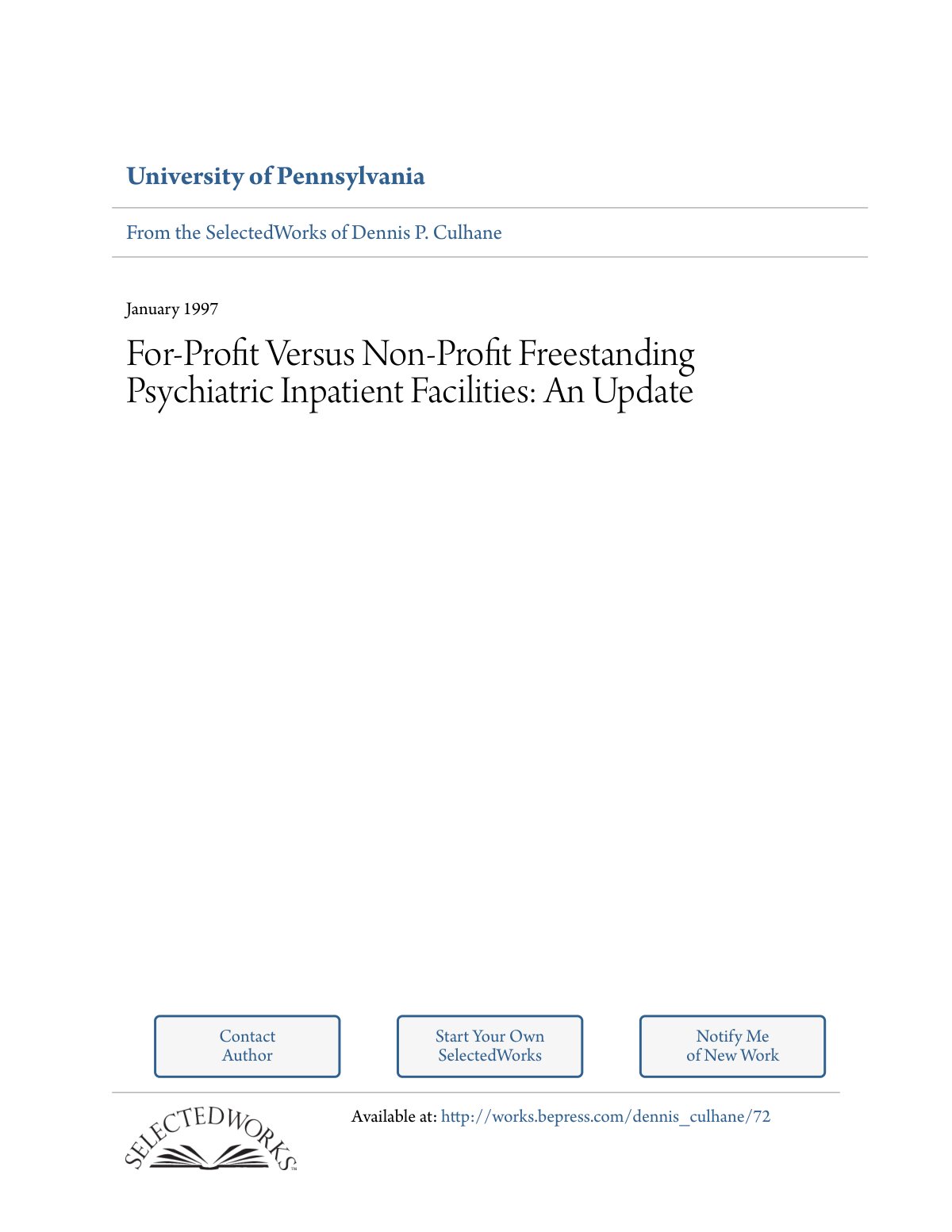 First page of For profit versus non profit freestandin